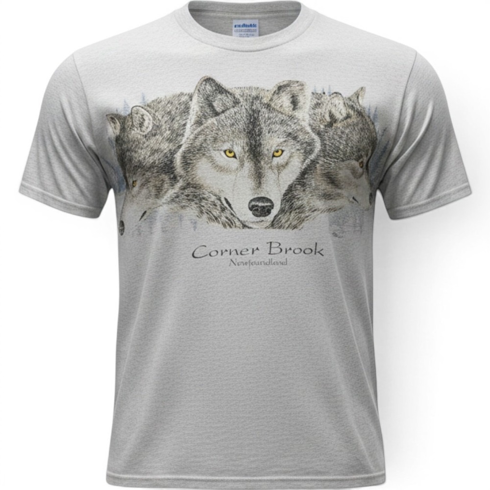 Vintage 90s Harlequin Nature Wolf Full Wrap Around Graphic Shirt Mens L Corner